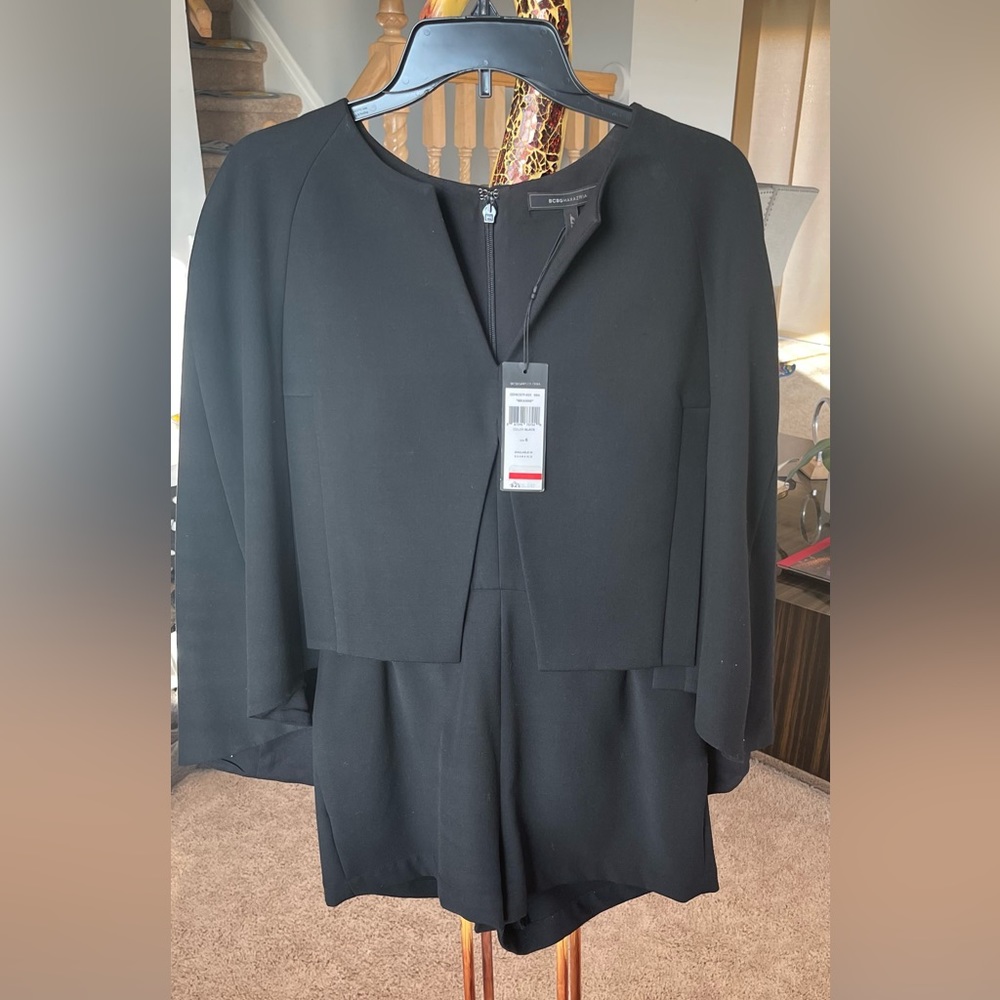 Black Cape Romper BCBGMaxazria